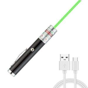 USB şarj edilebilir 532nm yeşil taktik av lazer kalemi Güçlü işaretçi sunumcısı uzaktan lazer delik görme el feneri