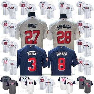 مخصص USA 2023 World Baseball Classic Baseball Jersey Mike Trout Clayton Kershaw Paul Goldschmidt Nolan Arenado J. T. Realmuto Trea Turner