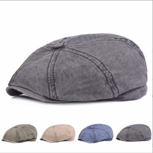 Basker retro målare kepsar åttonal denim jeans newboy cap anka platt cap justerbar solid höst klassiska konstnärliga hattar brittiska basker boina casual barett bc463