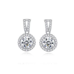 Tasarımcı S925 Gümüş Küpe Kulak Saplama Moda Pırlanta Kulağı Küpe Küpe Gümüş Küpe Küpe Lady Moissanite Stud Küpe Studs Bling Yuvarlak Kulak Yüzük