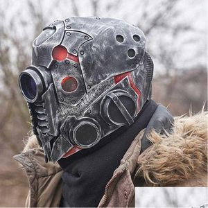 Parti Maskeleri Cadılar Bayramı Robot Cyberpunkes Steampunk Cosplay Prop Masque Helmet Lateks Fl Baş Kostüm Korku Masquerade 220920 Bırak Del DH0CH