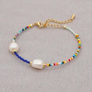 Strand Go2Boho Simple Dainty Tiny Bracelet Genuine Freshwater Pearl For Women Colorful Miyuki Seed Beads Female Pulsera