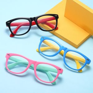 Güneş gözlüğü moda silikon çocuk düz lens anti mavi ışık gözlükleri bebek gözlükleri çerçeve çerçeve