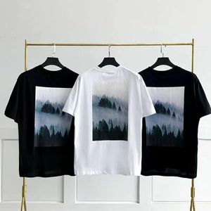 Yüksek kaliteli erkek T-Shirt Tasarımcı SIS Kısa Kollu T-shirt Moda Resim Misty Orman Saf Pamuk Gevşek Tees S-2XL