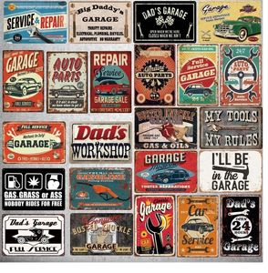 Papa's Garage Emaille Bord Mijn Gereedschap Mijn Regels Metalen Bord Shabby Chic Muur Bar Thuis Kunst Motor Home Garage Decor Gas Poster Man Cave Decor Gepersonaliseerde Kunst Decor Maat 30X20CM w01