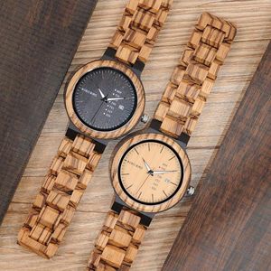 Avanadores de pulso Bobo Bird Men assista a madeira Bracelet Bracelet Quartz Calelendar Clock Prese