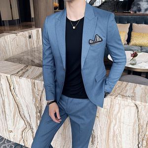 Terno masculino Terno masculino Tuxedo azul de duas peças 2023 Vestido de noiva de negócios fino Classic Formal