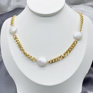 Chains Custom Personalized Cuban Jewelry Making Perla Big Size Screw Freshwater Pearl Necklace