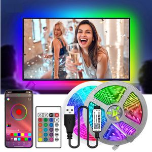 16.4ft/5m LED Strips Lights Music Sync Color Changing RGBs LEDs Stripy Built-in Mic Bluetooth APP Controlled Laed Lighty Rope Lighting 5050 RGB Light Strip usastar