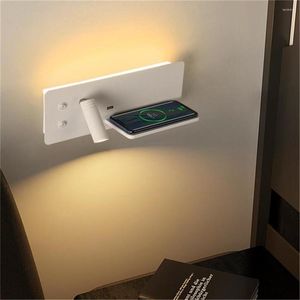 Wall Lamp Wireless Charging Led Simple With USB Double Switch Decorative El Engineering Bedroom Bedside