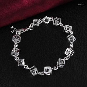 Charm-Armbänder, modisches versilbertes Armband mit kleinen Zirkon-Würfeln, hübscher feiner Schmuck für Frauen, süßes Geburtstagsgeschenk