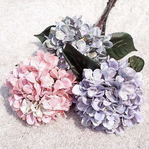 Decorative Flowers Artificial Silk Bridal Hand Bouquet Fleece Big Hydrangea Fake For Wedding Home Decoration Pography Floral