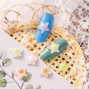 Nail Art Decorations 50Pcs Resin Charms Star Shaped Matte Colors Cute Design Large Rhinestones 3D Flatback Decals For Supplies