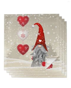 Storeczka na serwetki świąteczne gnome śniegowe miłosne serce 4/6/8pcs Kitchen 50x50 cm serwetki serwujące naczynia domowe produkty tekstylne