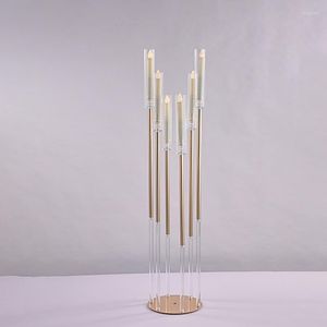 Candle Holders 10pcs 6 Arms Candelabra Luxury Stands Acrylic Candlestick Wedding Table Centerpieces Road Lead
