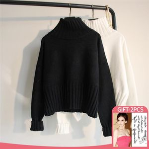 Maglioni da donna di alta qualità 2023 autunno inverno dolcevita maglione pullover donna maglioni lavorati a maglia oversize morbido bianco nero