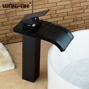 Bathroom Sink Faucets Retro Basin Waterfall Faucet Oil Rubbed Bronze Black And Cold Water Mixer Single Handle Taps LH-16820