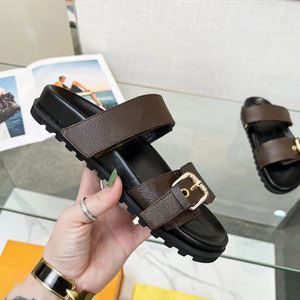 2023 Damen Hausschuhe Frauen Slides Slipper Sommer Sexy Sandalen Herren Luxurys Designer Echtleder Plateau Sandale Wohnungen Mode Alte Blumenschuhe Damen Strand 35-42