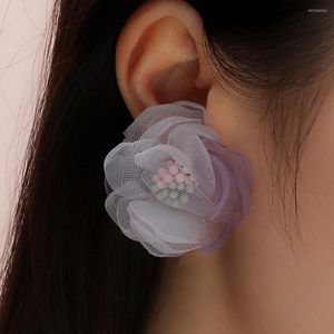 Stud Earrings Graceful Chiffon Flower Wedding Jewelry DIY Charming Dangle For Women Party Accessories