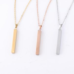 Anhänger Halsketten 20 stücke 3D Streifen Bars Spiegel Polnischen Edelstahl Chorker Kette Halskette Für DIY Custom Frauen männer Schmuck