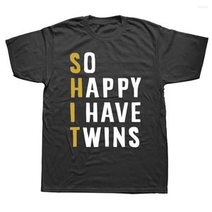 Men's T Shirts So Happy I Have Twins Funny Parent Mom Dad Saying Graphic Streetwear Short Sleeve Birthday Gifts Summer Style T-shirt