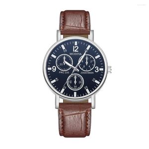 Armbanduhren MODIYA Top Qualität Glas Lederband Quarzuhr Für Männer Männer Armbanduhr Uhr Uhren Freizeit Sport Schmuck Geschenk