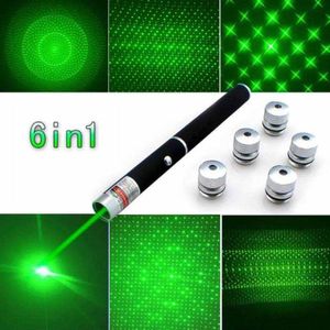 Poderoso 6in1 5mw 532nm 650nm Green/Red Laser Pointer Pen com caixa de presente