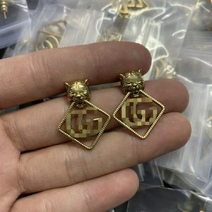 High Classic 18K Gold Plated Stud Designer Double g Earring Luxury Geometric Crystal Heart-shaped Couple Earrings for Woman Wedding Birthday Party Gifts GE-054