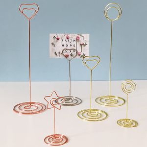 Party Home Decoration Metal Place Card Holders Wedding Table Number Name Sign Stand for Wedding Birthday Photo Clip Stand Heart Shape