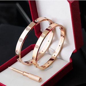 Kärleksmanschetter Armband Designerarmband Kvinnor Män Skruvmejsel Armband 4CZ Titanstål Guld Silver Rose Manschettarmband Lyxsmycken Kvinnors Kärleksarmband