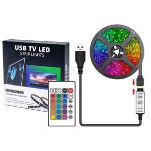 Bluetooth LED Strip Lights 16.4ft DC5V with 24 Keys Remote Controlle Color Changing 5050 RGB Light Strips DIY Kit Home Bedroom and Kitchen Decoratios crestech168