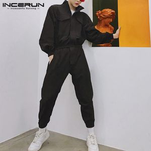 Männer Hosen INCERUN Mode Männer Overall Strampler Jogger Langarm Einfarbig Streetwear Casual Hosen Männer Cargo Overalls S-5XL 230313