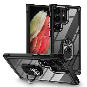 Ringhalter, stoßfeste Handyhüllen für iPhone 14 Plus 13 Pro Max 12 11 XR Samsung S23 Ultra A14 A54 A12 A32 TPU Clear Hard PC Metall Kamerarahmen Schutz Defender Cover