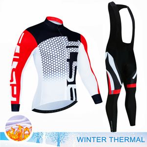 Rowerowe koszulki Zestawy Pro Winter Thermal Polar Jersey Zestaw Rowerowy z długim rękawem odzież MTB Rower Zużycie MAILLOT ROPA CICLISSO Cycling Set 230313