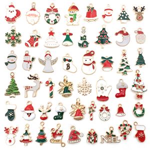 Charms 50Pcs Christmas Enamel Mixed Pendants DIY Jewely Making Alloy Findings Accessory For Necklaces Earrings 230313