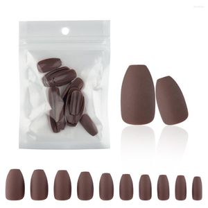 False Nails 24Tip/Bag Frosted Matte Fake Short Tips Press On Girls Resuable Artificial Pure Ballerina Nail Art Charm