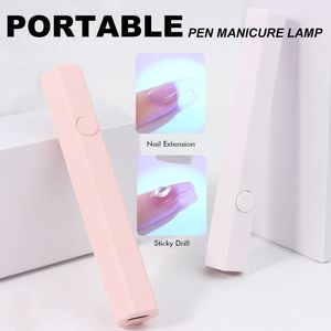 Nagelorkar Portable Mini UV LED Nail Lamp USB Professional Nail Dryer Mini Ficklight Pen för att bota alla geler Nageltork Manikyrverktyg 230313