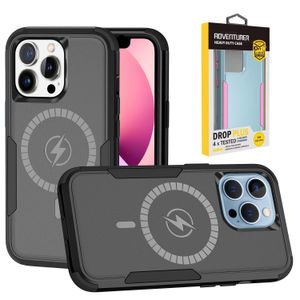 Capas de telefone magnéticas 3 em 1 para iPhone 14 13 Pro Max Plus compatível com capa dura protetora de silicone macio à prova de choque Magsafe resistente com embalagem de varejo