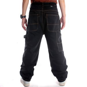 Mäns jeans herrar rakt löst fit hip-hop jeans skateboard casual street dance hip jeans denim byxor stora fickor broderier plus storlek 230313