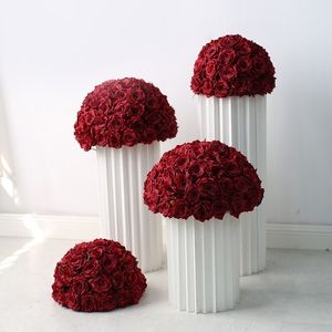 Dekorativa blommor kransar röda anpassade bröllop röd rose vägledare kolonn blomma boll romersk kolonn dekoration blomma dekoration blomma parti leveranser 230313