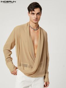 Męskie koszulki Inderun Tops w stylu amerykańskim moda męska jasne paski bluzka bluzka swobodny kolorowy kolor długi rękawy S-5xl 230311