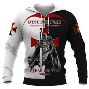 Moda Trend Marka Erkek Şövalye Tapınak Dijital Baskı Gündelik Büyük Boy S-6XL HOODIE