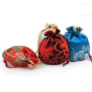 Jewelry Pouches 15.5 12.5cm High Quality Embroidery Silk Drawstring Bags Brocade Party Favors Small Holder Gifts Bag