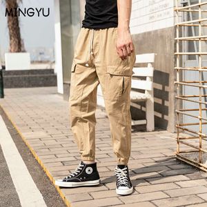 Jeans masculinos 2022 Spring Autumn Cargo Pants Men calças táticas Slim Fit Pocket AnkleLength Militar