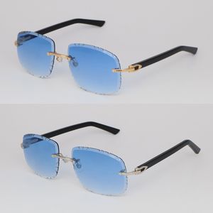 Óculos de sol sem borda da moda para mulheres C decoração lentes de gradiente de gradiente formas exclusivas de armas astecas e óculos de diamante com copos de corte de diamante Tamanho da lente 61-18-145mm