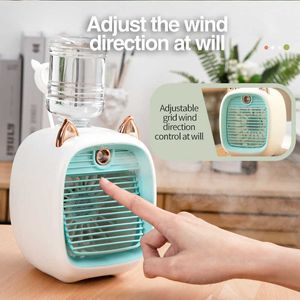 Elektrik Fanları 2400mAh Mini Klima Taşınabilir Masaüstü Nemtoğu Nemtop Arıcı Hız Modu Sprey USB Masa Arabası Ev Kamp Seyahat