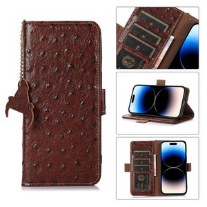 Magnetic Folio Vogue Phone Case for iPhone 14 13 12 Pro Max Samsung Galaxy S23 Ultra S22 Plus Google Pixel 7 7A 7Pro 8 8Pro Genuine Ostrich Pattern Leather Wallet Shell