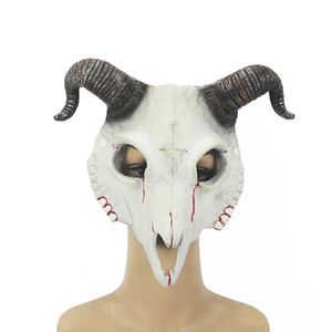 Party Masks Demon Mask Halloween Masquerade Horror Sheep Skull Horn Head Mask Ram Horn Goat Skull Mask Halloween Party Cosplay Costume Decor 230313