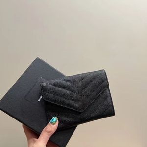 Geldbörse für Damen, Designer-Kartenhalter, Mini-Geldbörse, kleine Geldbörse aus Rindsleder, Kaviarleder, dreifach, kurze Geldbörse, Aufbewahrungstasche, schwarze Geldbörse, Münztasche, Geldbörse