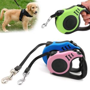 Dog Collars 3/5m Leash Automatic Retractable Nylon Pet Dogs Traction Rope Walking For Small Medium Supply